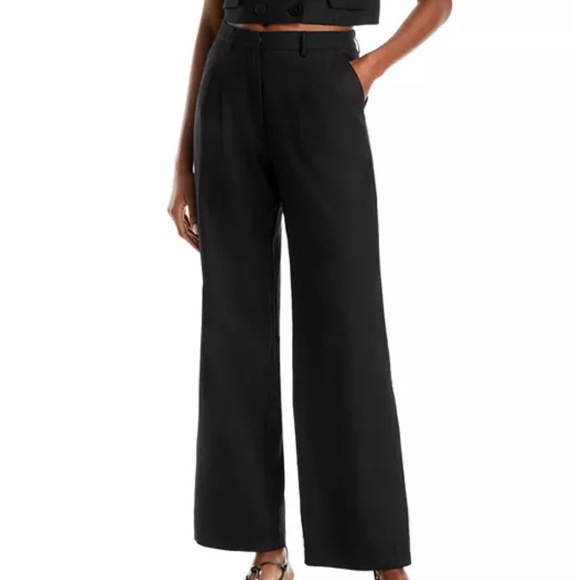 Lucy Paris Pants - Lucy Paris Black Wide-Leg High-Rise Pants